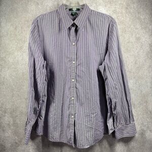 Lauren Ralph Lauren‎ Women’s Purple Cotton Striped Shirt Long Sleeve Button Down